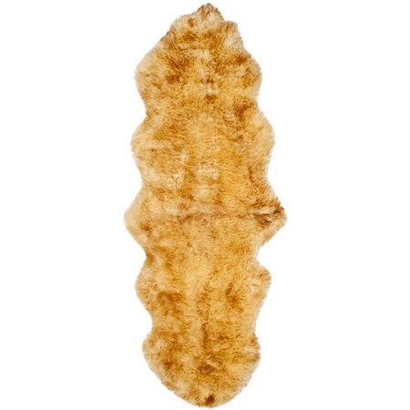 Flowers First 2 x 6 ft. Sheep Skin Natural Sheep Skin Made within Acid Dying Runner Rug Champagne & Copper Brown FL2149528